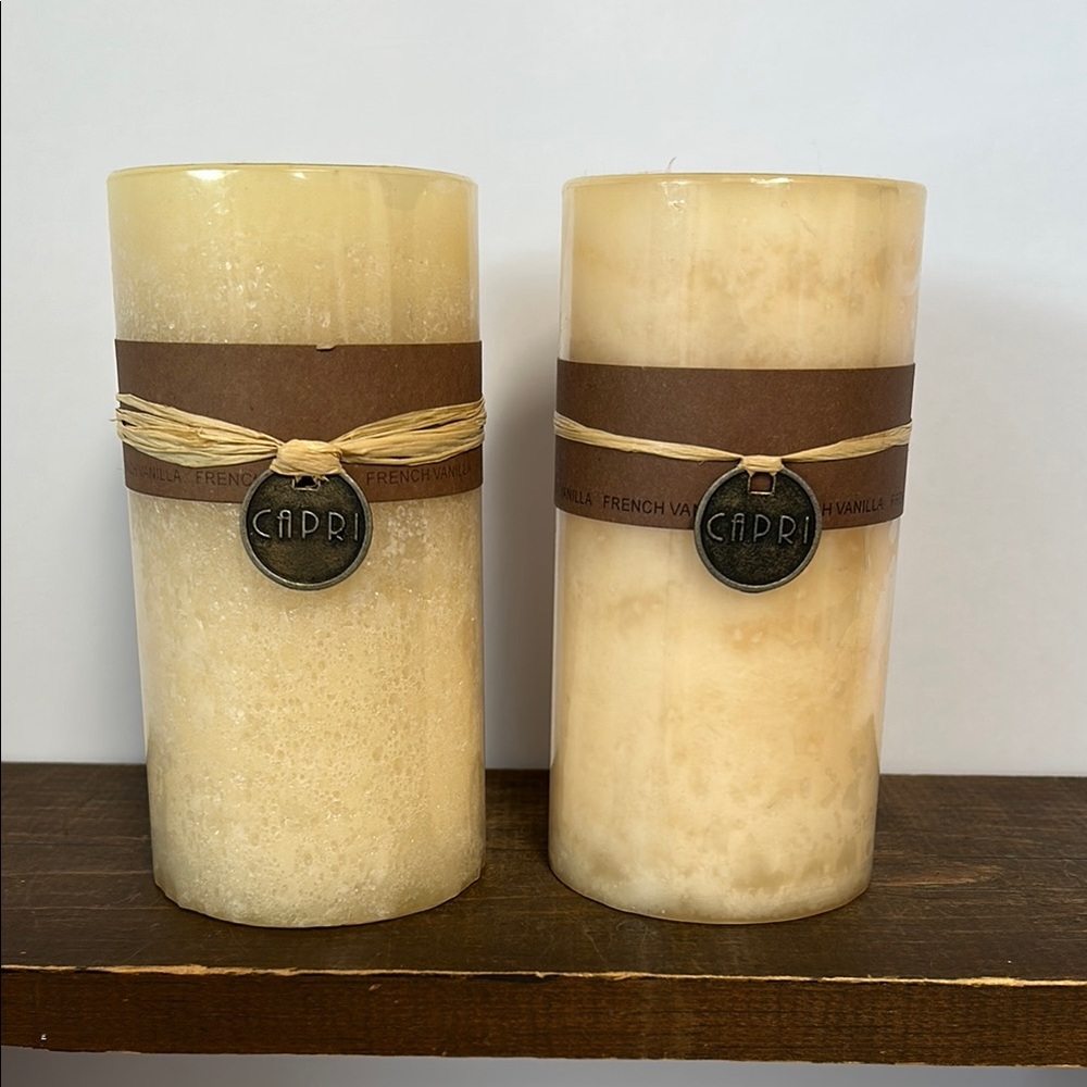 Capri Candle Designs NOS Set of 2 French Vanilla Scent 6” x 3” Pillar Candles